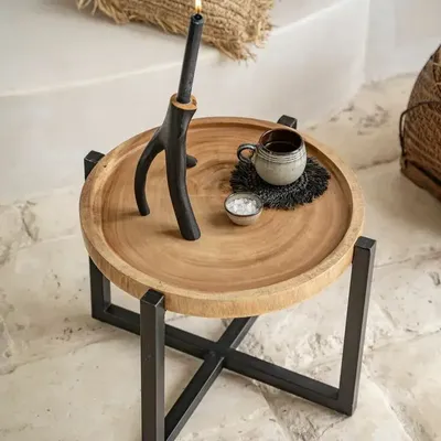 Other tables - The Rain Tree Side Table - Natural Black - BAZAR BIZAR LIVING