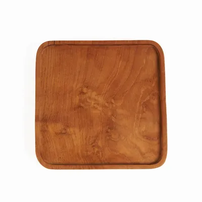 Plats et saladiers - L'assiette carrée en teck - Naturel - XS - BAZAR BIZAR LIVING