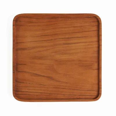 Plats et saladiers - L'assiette carrée en teck - Naturel - M - BAZAR BIZAR LIVING