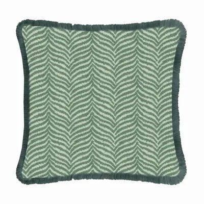 Couettes et oreillers - Zebra Green Fringed Cushion - LO DECOR
