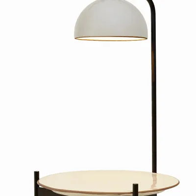 Lampes de table - ABSIS lampe à poser avec plateau et abat-jour terracota ou blanc verni - LUXCAMBRA
