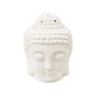 Senteurs - Brûleur Huile Céramique Tête de Bouddha Blanc 14cm - ARABESK