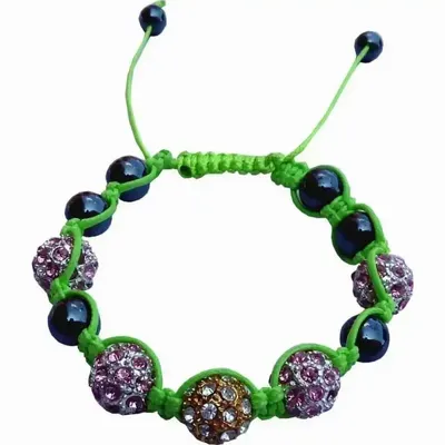 Bijoux - Shamballa 5 pierres rose & jaune - ARABESK