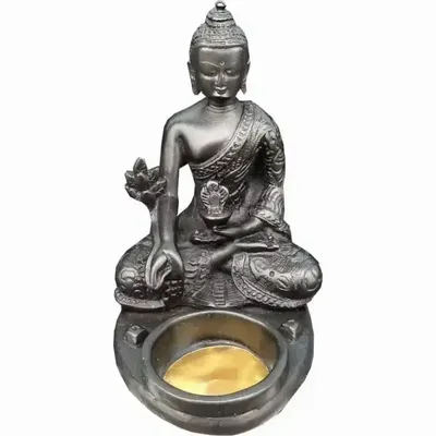 Senteurs - Porte encens résine bougeoir bouddha 10x12x8cm - ARABESK