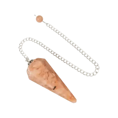 Bijoux - Pendule Pierre de Lune Orangée Conique 6 faces - ARABESK