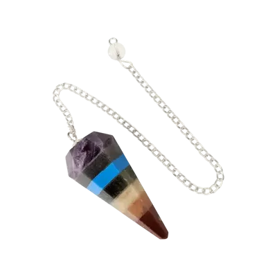 Bijoux - Pendule 7 chakras conique 6 faces - ARABESK