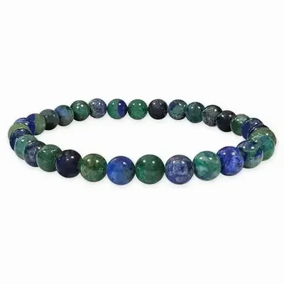 Bracelets - Azurite and Malachite 6mm pearls bracelace - ARABESK