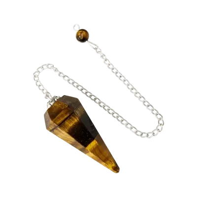 Bijoux - Pendule Œil de Tigre conique 6 faces - ARABESK