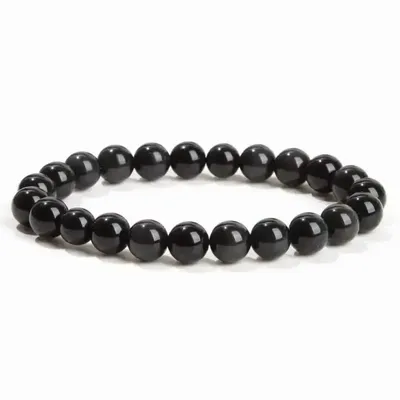 Bracelets - Black Obsidian A pearls bracelet 8mm - ARABESK