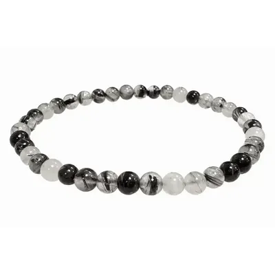 Bracelets - Bracelet Rock crystal Brazil Tourmaline A 4-5mm beads - ARABESK