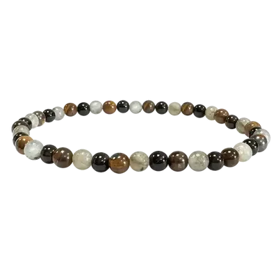 Bracelets - 4mm pearls Labradorite Onyx & Tiger eye bracelet - ARABESK