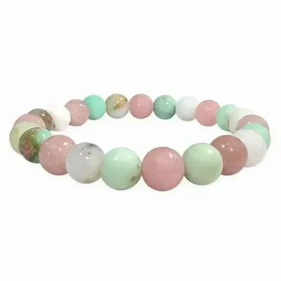 Bracelets - 8mm pearls Pink Opal & Chrysoprase AA bracelet - ARABESK