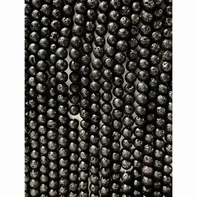 Bijoux - pierre de lave A perles 6mm sur fil 40cm - ARABESK