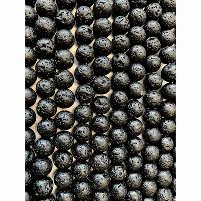 Bijoux - pierre de lave A perles 10mm sur fil 40cm - ARABESK