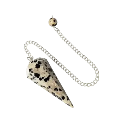 Bijoux - Pendule Jaspe Dalmatien Conique 6 faces - ARABESK