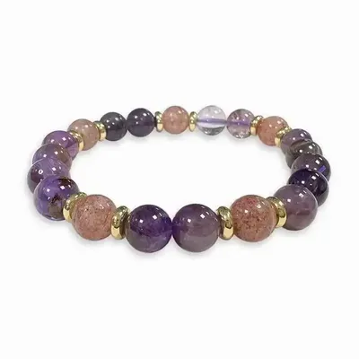 Bracelets - Super Seven & Gold A bracelet 8mm pearls - ARABESK