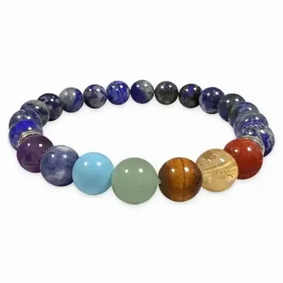 Bracelets - 7 Chakras Lapis Lazuli 8mm AA pearls bracelet - ARABESK