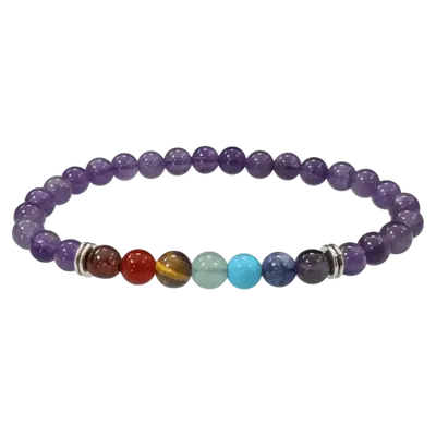 Bracelets - 7 chakras Amethyst A 6mm pearls bracelet - ARABESK