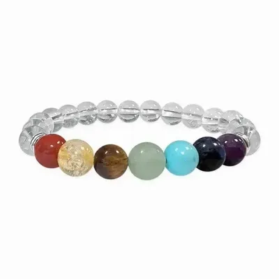 Bracelets - 7 chakras Rock crystal A 8mm pearls bracelet - ARABESK