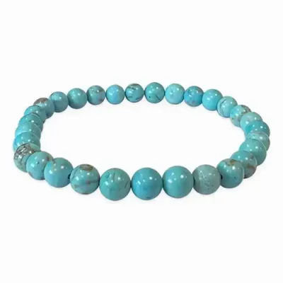 Bracelets - Turquenite natural tinted Howlite A 6mm pearls bracelet - ARABESK