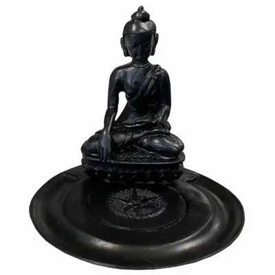 Senteurs - Porte encens résine Bouddha rond 10cm - ARABESK
