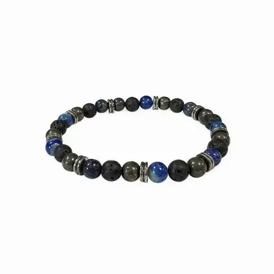Bracelets - Bracelet Lapis Lazuli Pyrite Pierre de Lave & Charms A perles 6mm - ARABESK