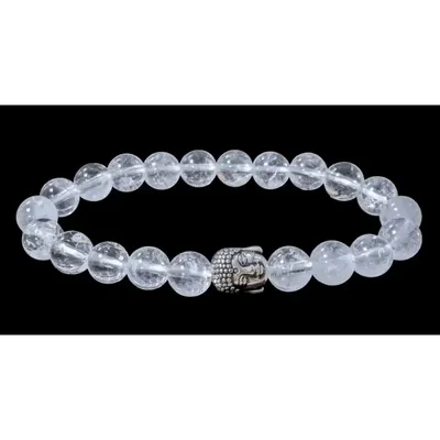 Bracelets - Bracelet Cristal de roche & Bouddha perles 8mm - ARABESK