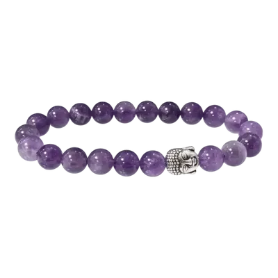 Bracelets - Amethyst & Buddha A 8mm pearls bracelet - ARABESK