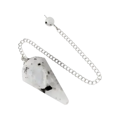 Bijoux - Pendule Pierre de Lune Blanche Péristérite conique 6 faces - ARABESK