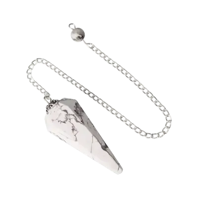 Bijoux - Pendule Howlite Conique 6 faces - ARABESK