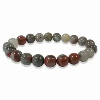 Bracelets - Bloodstone heliotrope jasper bracelet beads 8-9mm - ARABESK