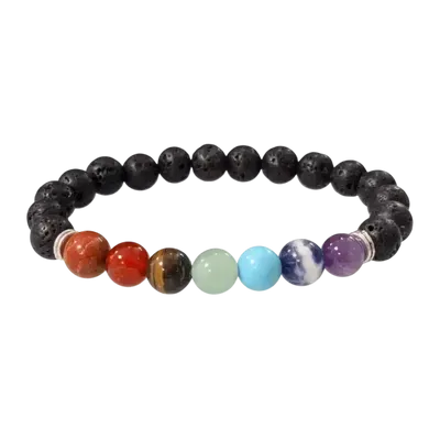 Bracelets - Bracelet pierre de lave 7 chakras perles 8mm - ARABESK