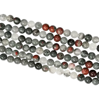 Bijoux - Jaspe héliotrope Bloodstone perles 6mm sur fil 40cm - ARABESK