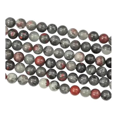 Bijoux - Jaspe héliotrope Bloodstone perles 8mm sur fil 40cm - ARABESK