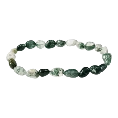 Bracelets - Moss Agate Bracelet With Tumbled Stones - ARABESK
