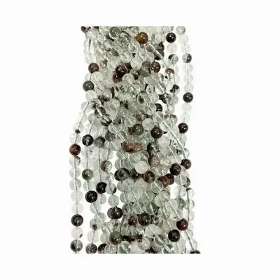Bijoux - Quartz Chlorite Lodolite A perles 6-7mm sur fil 40cm - ARABESK