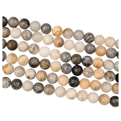 Bijoux - Agate Plume perles 8mm sur fil 40cm - ARABESK