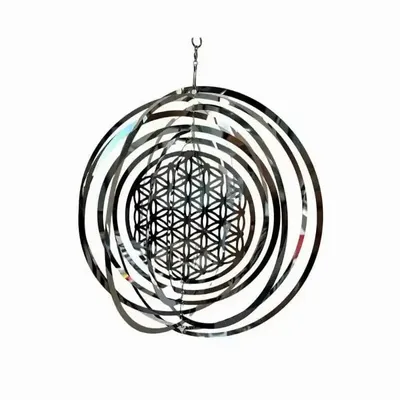 Objets de décoration - Carillon éolien 3D acier fleur de vie 15cm - ARABESK