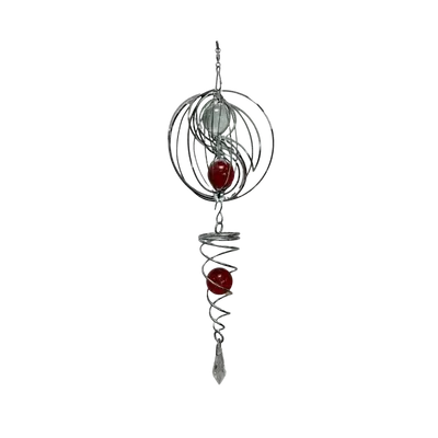 Decorative objects - Wind chime 3D steel yin yang spiral with red ball 10cm - ARABESK