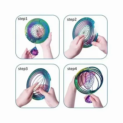 Decorative objects - Wind chime 3D steel flower of life spiral with purple ball 10cm - ARABESK