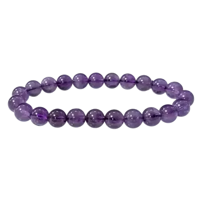 Bracelets - Amethyst bracelet Uruguay AA beads 8mm - ARABESK