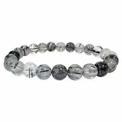 Bracelets - Bracelet Cristal de roche Tourmaline AA perles 7-8mm - ARABESK