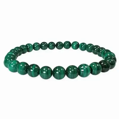 Bracelets - Bracelet Dark Malachite AAA beads 7-8mm - ARABESK
