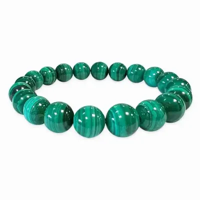 Bracelets - Malachite bracelet AA beads 9-10mm - ARABESK