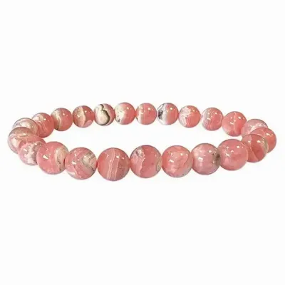 Bracelets - Argentina Rhodochrosite AA 8-9mm bracelet - ARABESK