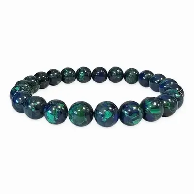 Bracelets - Azurite & Malaquite AAA 8mm pearls bracelet - ARABESK