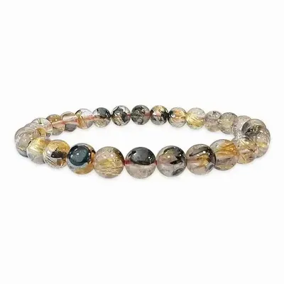 Bracelets - Rock Crystal Bracelet Rutile Hematite AAA beads 5.5-6.5mm - ARABESK