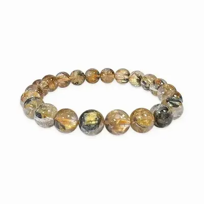 Bracelets - Rock Crystal Bracelet Rutile Hematite AAA beads 7.5-8.5mm - ARABESK