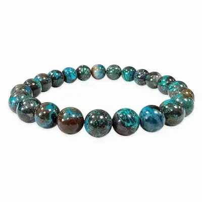 Bracelets - Bracelet Azurite Malachite Chrysocolla AA beads 7.5-8.5mm - ARABESK