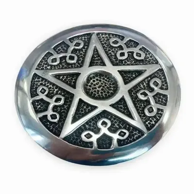 Scents - Pentacle Altar round white metal incense holder 8.5cm - ARABESK